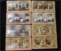 8 Stereoscope Cards - Mean Women Universal Art Com