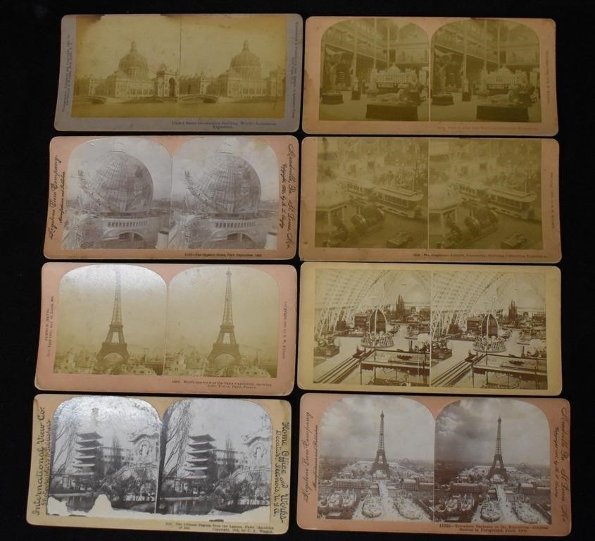 8 Stereoscope Cards - Columbian Exposition and Par