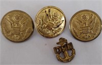 3 Original WWI Coat Buttons US Navy American Eagle