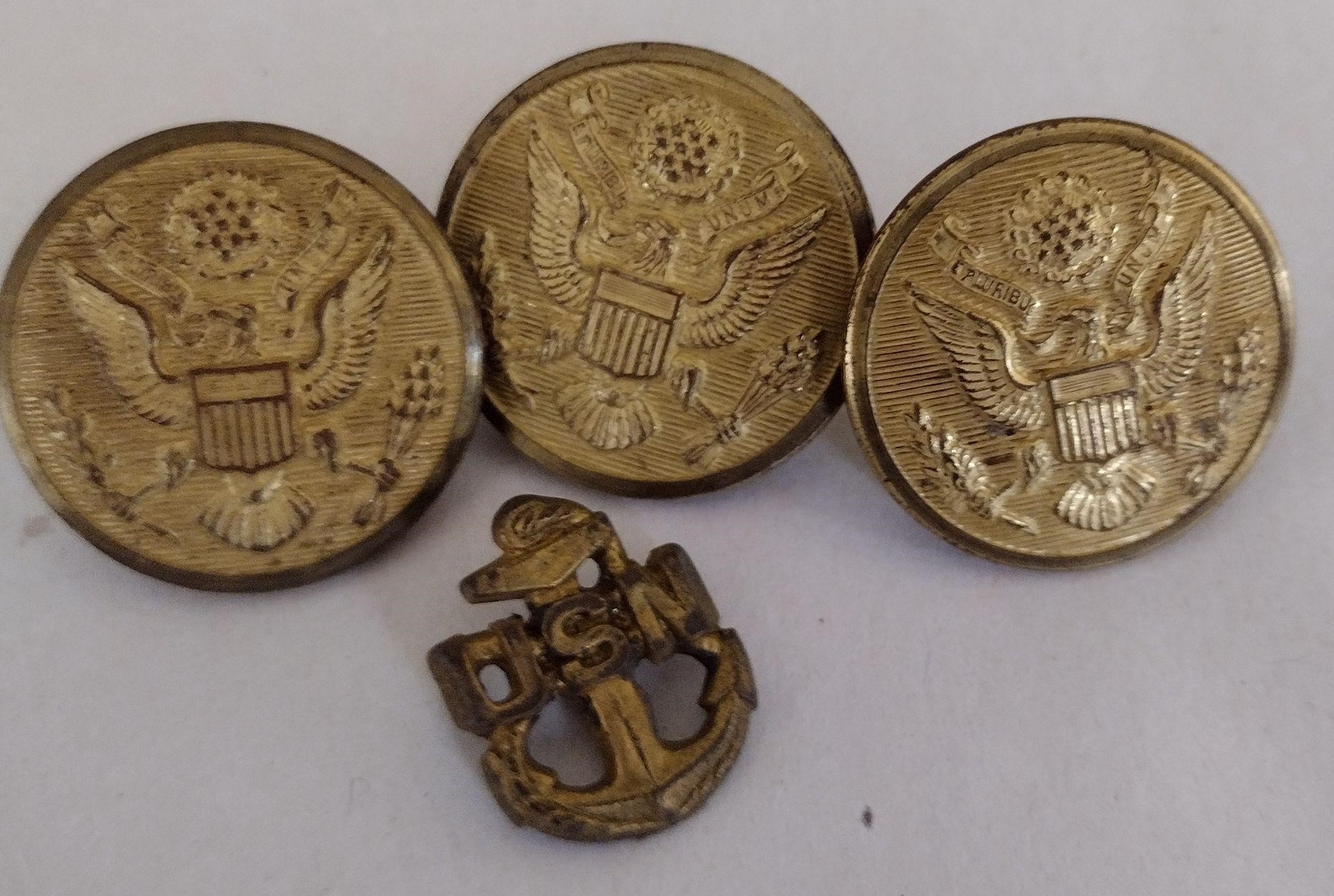 3 Original WWI Coat Buttons US Navy American Eagle