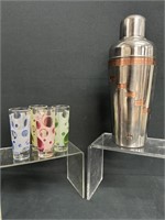 Vintage Cerve Italy Shot Glasses, Unique Shaker