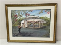 Vintage Carousel Scene Artwork, Vibrant
