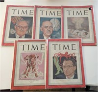 5 Time Magazine 1940's Issues! Complete Bagged!