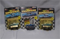 40, 43, AND 17 STOCK CAR COLLECTOR ED W/ STANDS
