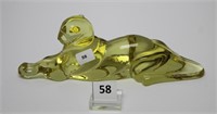 HEISEY REPRODUCTION TIGER PAPERWEIGHT YELLOW MIST