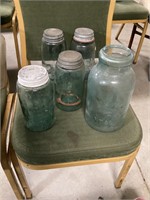 (5) misc green jars