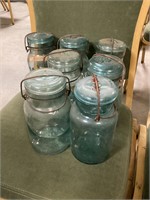 (7) quart jars with wire lids