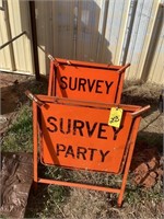 SURVEY PARTY SIGNS WITH FLAGS