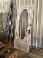 VINTAGE DOOR, BEVELED GLASS, 32" X 70"