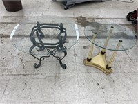 2 Round Glass Top Tables
