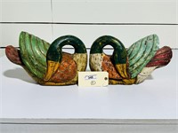 Pair of Hand Carved Painted Wooden Ducks