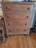 Antique Tall Boy Dresser/all wood/4 lg