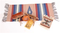 NATIVE AMERICAN LOT RUGS, POTTERY, +