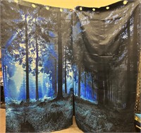 (2) Grommet Curtain Panels - Night Scene Forest