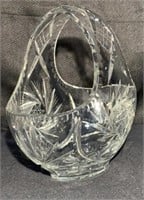 Vintage Cut Clear Crystal Basket - Maker unknown