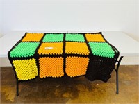 Vintage Crocheted Color Block Blanket