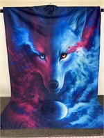 Pretty Wolf and Moon Tapestry