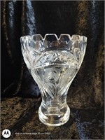 German Lausitzer crystal vase hand cut floral