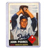 1953 Topps Johnny Podres Nice Shape