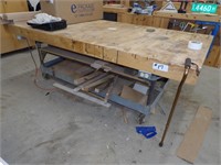 4'x8' oak topped roll around shop table