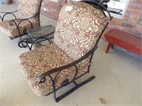 2) wrought iron cushioned patio chairs