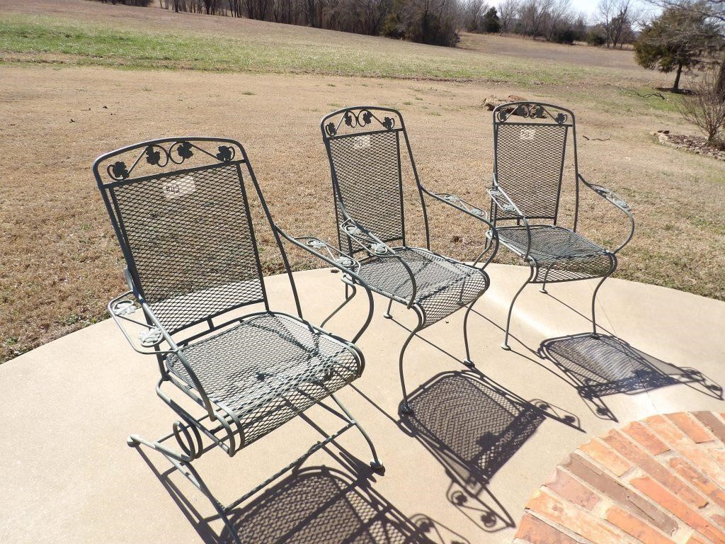 3) wrought iron patio chairs