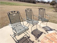 3) wrought iron patio chairs