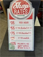 Shop Rates Sign
