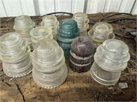 10 vintage glass insulators