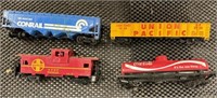 Four Vintage HO Train Cars