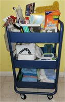 Rolling Utility Cart Full of Cleaning Supplies