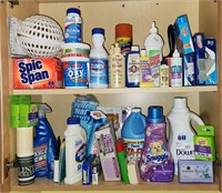 Cabinet Lot of Laundry Detergents & More