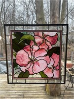 Large stained glass hand made flower art