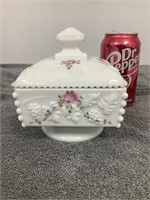 Westmoreland Candy Dish  Hand Painted Flowers