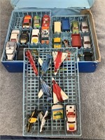 Matchbox Carrying Case w/ Cars, Planes, & Parts