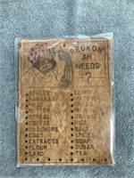 1940s Black Americana Grocery List  (Hangs on wall