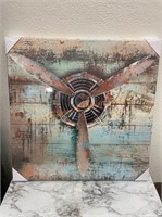 Rustic airplane propeller 20 x 20 canvas.