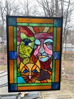 Stained glass art hand made vintage rare