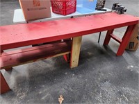 Wood work bench with shop Larin Vise.  89"