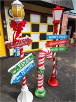 Christmas light poles and candy cane.  Look at