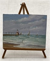 (G) J.Correll Ocean Oil Painting on Board 5” x 4”