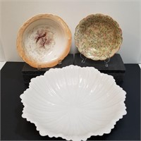 Vintage Ceramic Bowls - Large Wt. Fluted Edge Bowl