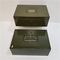 Green Metal File Boxes - No Keys - Security