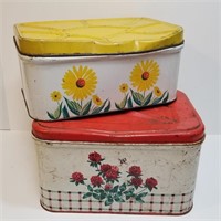 Vintage Floral Design Metal Bread Boxes