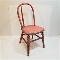 Chippy Pink Painted Wood Child / Doll Chair