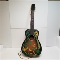 Island Scene Painted Guitar - No Strings