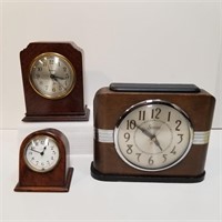 Vintage Wood Clock Lot - Sessions - Solartime