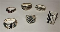 Lot of 6 Vintage Sterling Rings