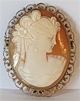 Vintage / Antique Hand Carved Shell Portrait Cameo