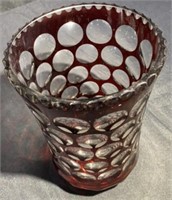 Antique / Vintage Cut Bohemian Ruby Glass Vase